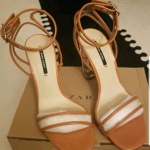Zara clear block heels